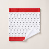 Ensemble de serviettes de bain rouges et blanches (Gant de toilette)