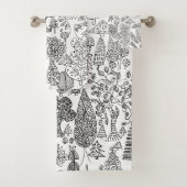 Ensemble de serviettes de bain rustique boho noir  (En situation)