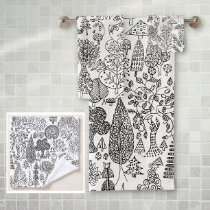 Ensemble de serviettes de bain rustique boho noir