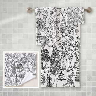 Ensemble de serviettes de bain rustique boho noir 