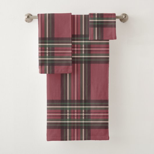 Ensemble de serviettes de bain Rustique Rouge Plai (En situation)
