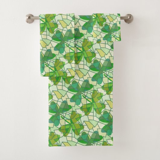 Ensemble de serviettes de bain shamrock (En situation)