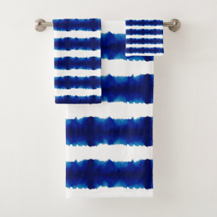 Ensemble de serviettes de bain Shibori Tie Dye Blu