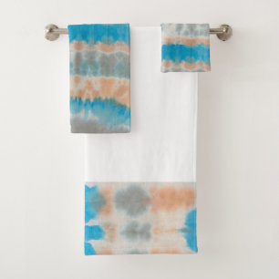 Ensemble de serviettes de bain Shibori Tie Dye Blu