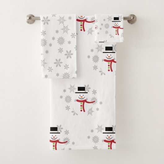 Ensemble de serviettes de bain Snowman et Snowflak (En situation)