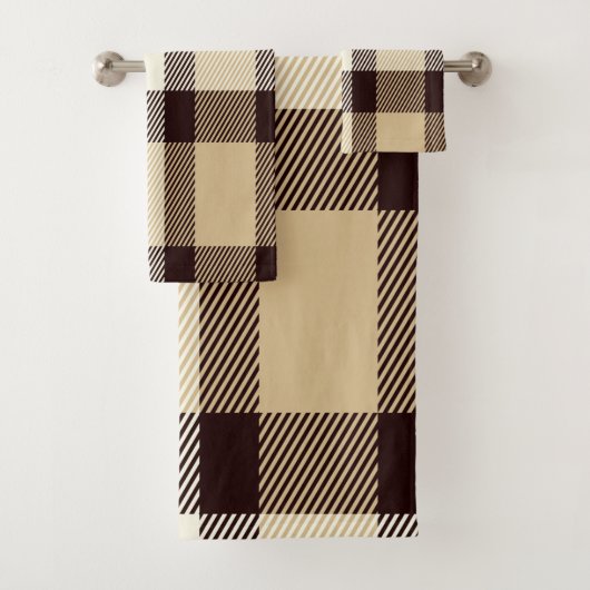Ensemble de serviettes de bain Tartan Marron (En situation)