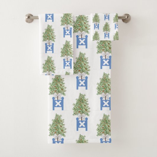 Ensemble de serviettes de bain Topiary Blue Plante (En situation)