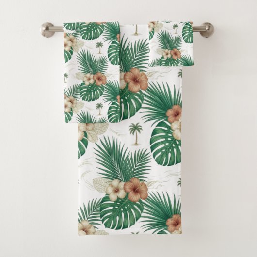 Ensemble de serviettes de bain tropicales de luxe (En situation)