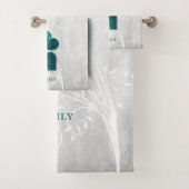 Ensemble de serviettes de bain turquoise Coeur per (En situation)