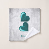 Ensemble de serviettes de bain turquoise Coeur per (Gant de toilette)