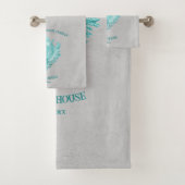 Ensemble de serviettes de bain turquoise Conch She (En situation)