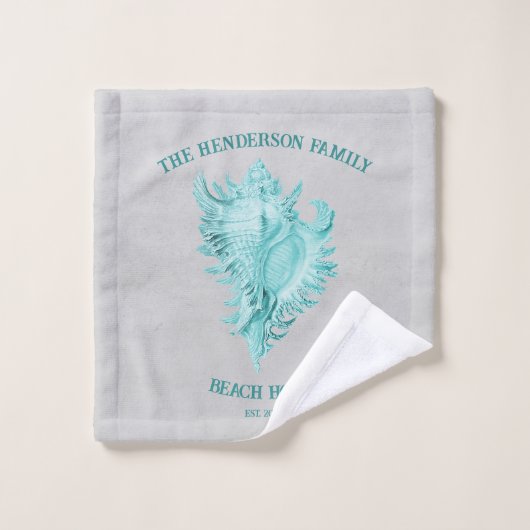 Ensemble de serviettes de bain turquoise Conch She (Gant de toilette)