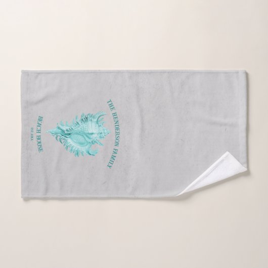 Ensemble de serviettes de bain turquoise Conch She (Serviette à main)