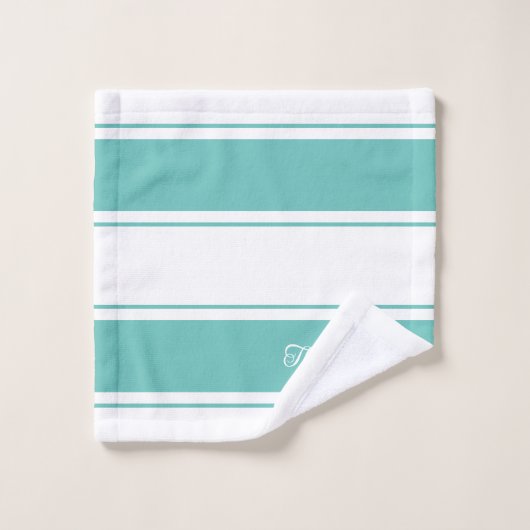 Ensemble de serviettes de bain Turquoise et blanc (Gant de toilette)