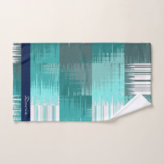 Ensemble De Serviettes De Bain turquoise Et Gris (Serviette à main)