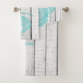Ensemble de serviettes de bain turquoise Vintage e (En situation)