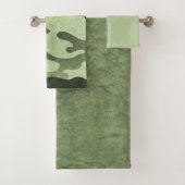 Ensemble de serviettes de bain vert Camouflage (En situation)