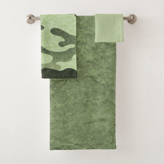 Ensemble de serviettes de bain vert Camouflage (En situation)