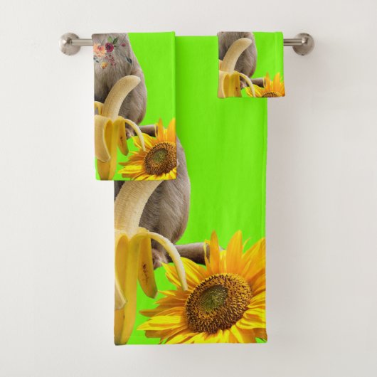 Ensemble de serviettes de bain vert de singe flora (En situation)