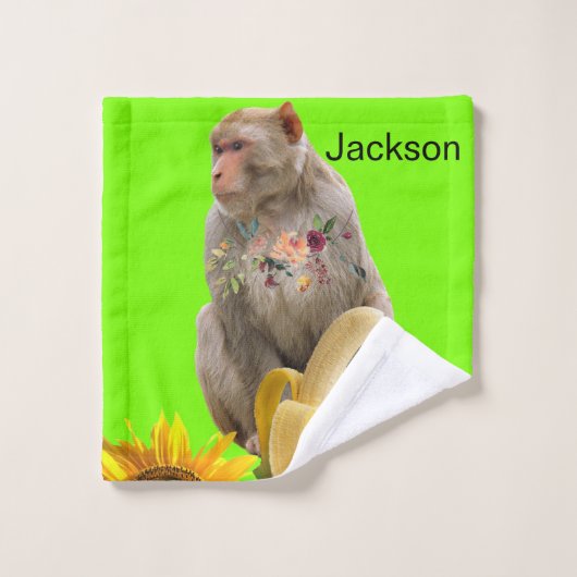 Ensemble de serviettes de bain vert de singe flora (Gant de toilette)
