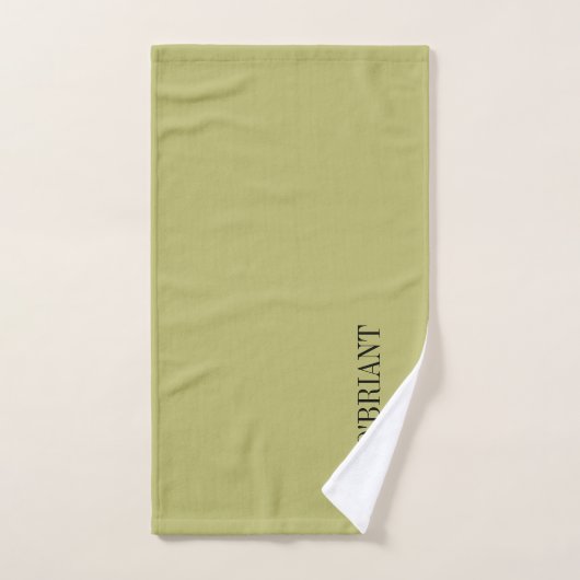 Ensemble de serviettes de bain vert olive monogram (Serviette à main)