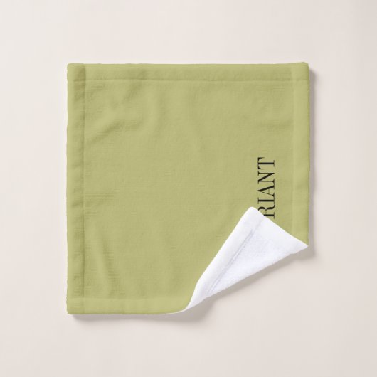 Ensemble de serviettes de bain vert olive monogram (Gant de toilette)