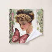 Ensemble de serviettes de bain victorien vert (Gant de toilette)