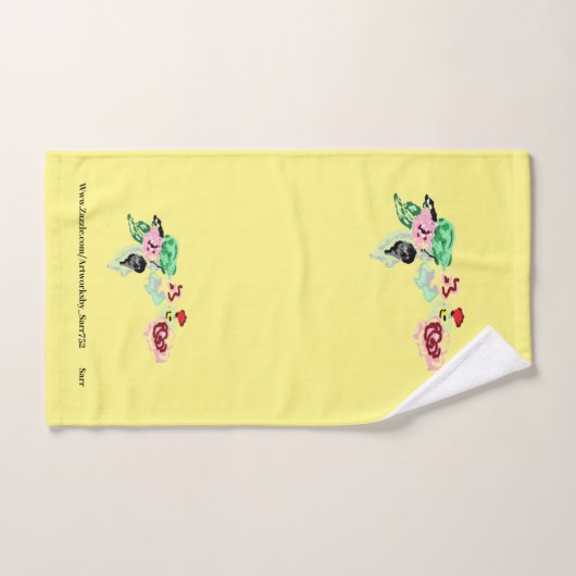 Ensemble de serviettes de bain : Vin avec Rose (Serviette à main)