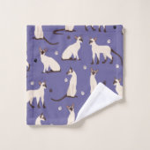 Ensemble de serviettes de bain violet chats et pat (Gant de toilette)
