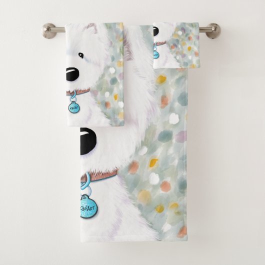 Ensemble de serviettes de bain Westie Impressions (En situation)