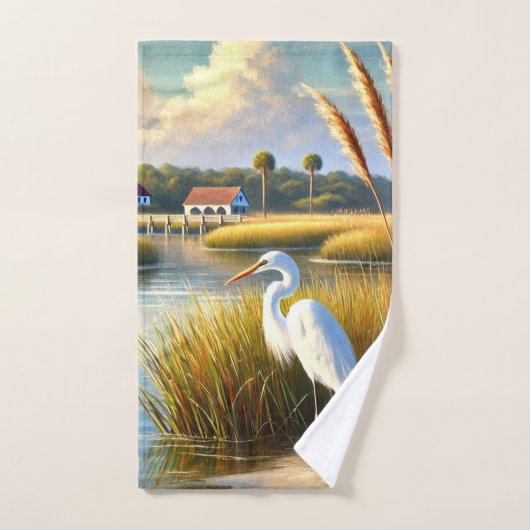 Ensemble de serviettes de bain White Heron Marsh a (Serviette à main)