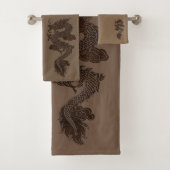Ensemble de serviettes de bains Dragon Brown (En situation)