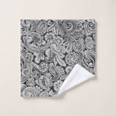 Ensemble de serviettes de bains en paisley noir et (Gant de toilette)