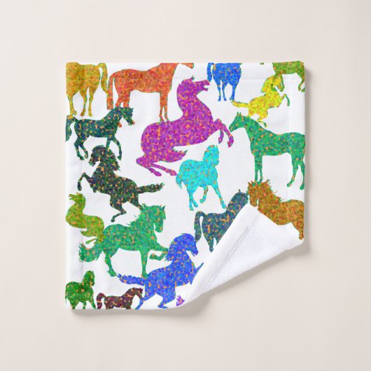 Ensemble de serviettes de bains Rainbow Horses (Gant de toilette)
