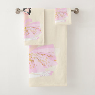 Ensemble de serviettes de ballerine rose.