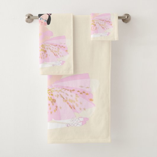 Ensemble de serviettes de ballerine rose. (En situation)