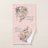 Ensemble de serviettes de bienvenue de lapin de Pâ (Serviette à main)