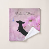Ensemble de serviettes de dachshund floral lavande (Gant de toilette)