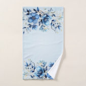Ensemble de serviettes de fleurs bleu aquarelle (Serviette à main)