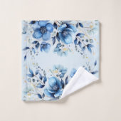 Ensemble de serviettes de fleurs bleu aquarelle (Gant de toilette)