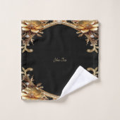Ensemble de serviettes de fleurs décoratives en or (Gant de toilette)