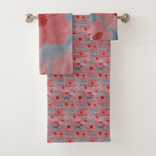 Ensemble de serviettes de fleurs rose bonbon (En situation)