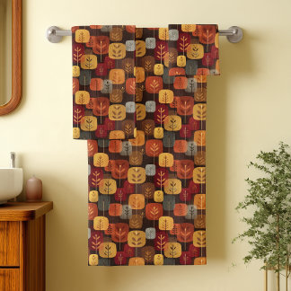 Ensemble de serviettes de forêt automnale de style