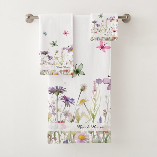 Ensemble de serviettes de la maison de plage fleur (En situation)