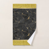 Ensemble de serviettes de luxe noir et or marbré (Serviette à main)