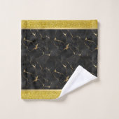 Ensemble de serviettes de luxe noir et or marbré (Gant de toilette)