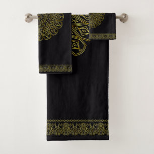 Ensemble de serviettes de Motif Black & Gold Arabe