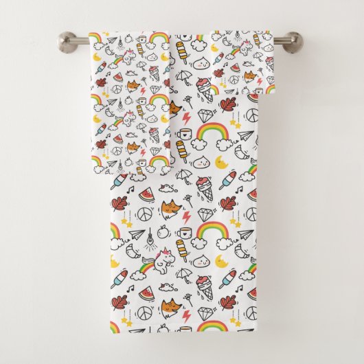 Ensemble de serviettes de Motif Cute Kawaii (En situation)