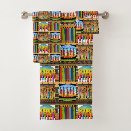 Ensemble de serviettes de motif Tribal Africain (En situation)