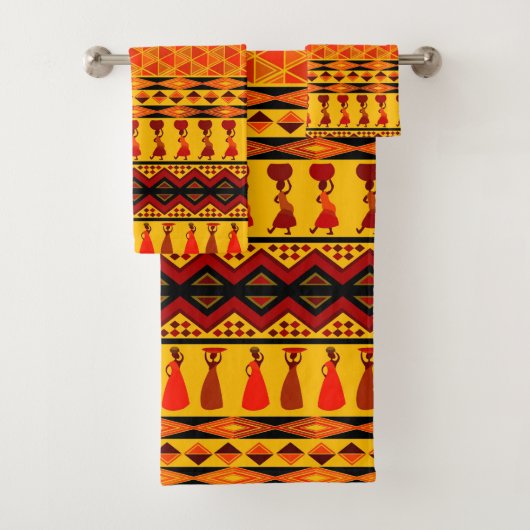 Ensemble de serviettes de motif tribal africain à  (En situation)